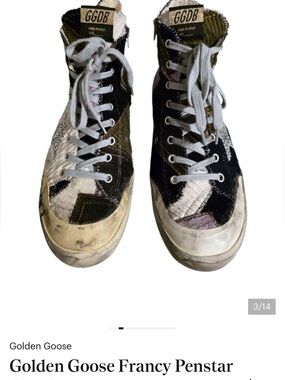 Golden Goose High-Top Patchwork Sneakers in Black, White, Olive, Pink